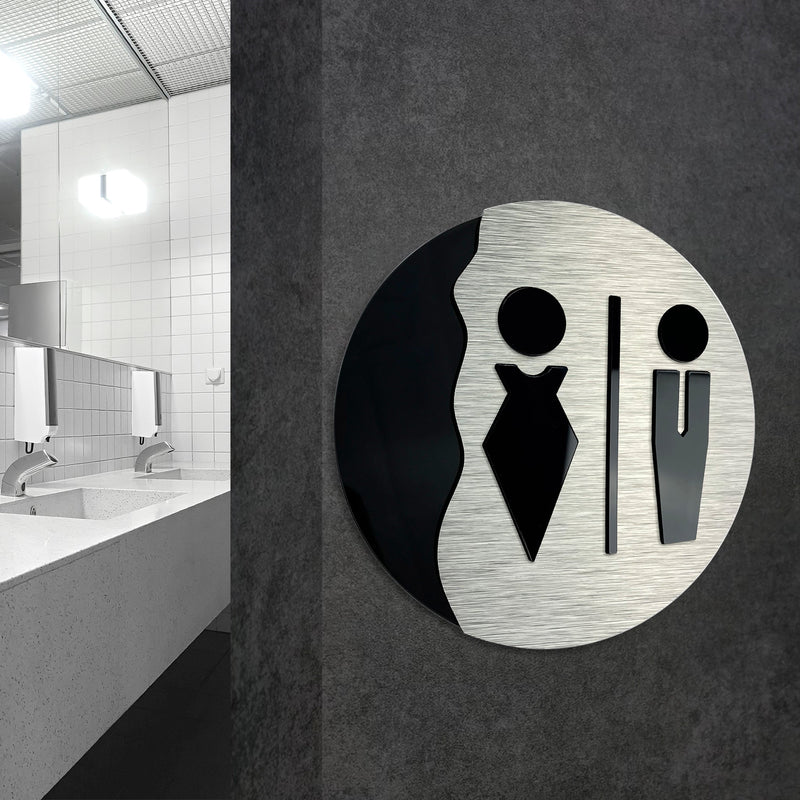 UNISEX BATHROOM SIGNS - Restroom Male Female Symbol | ALUMADESIGNCO 