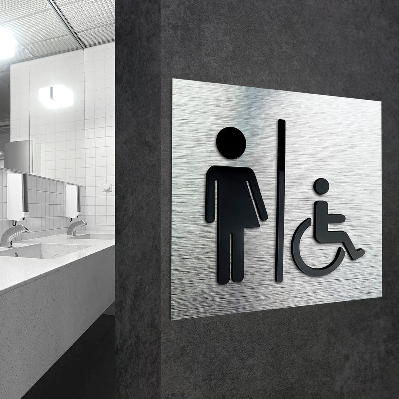 GENDER NEUTRAL SIGN - HANDICAP SYMBOL - Bathroom Decal | ALUMADESIGNCO