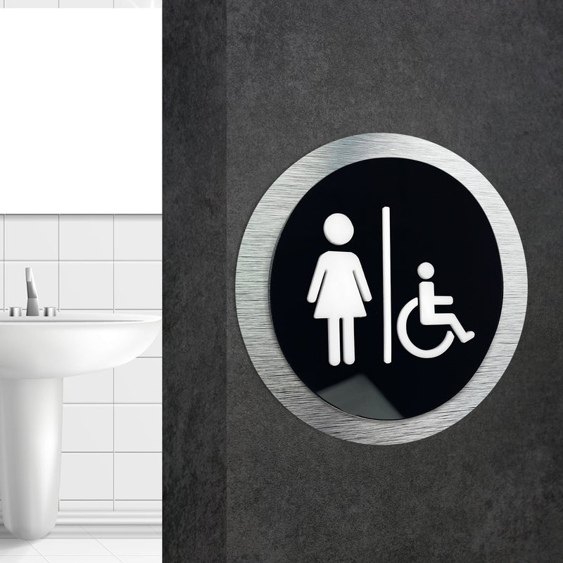 HANDICAP SIGN - FEMALE BATHROOM SYMBOL - Women Toilet | ALUMADESIGNCO